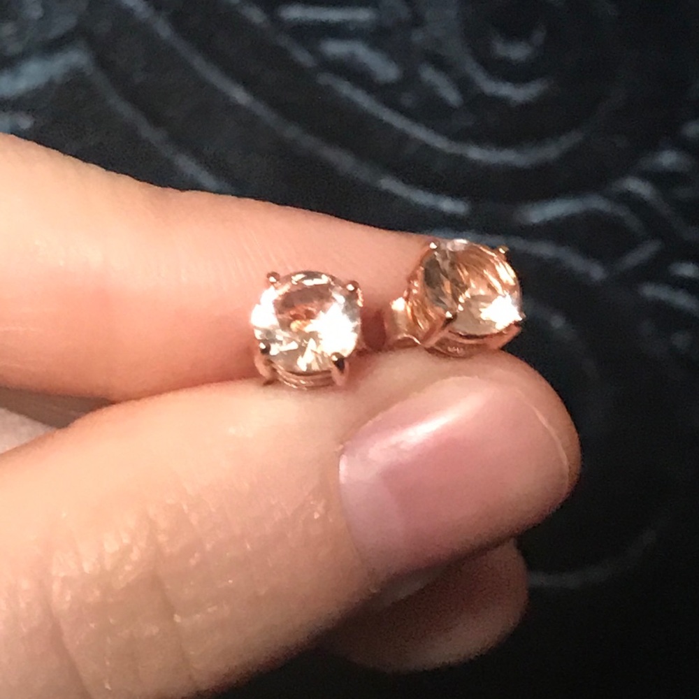 Morganite rose gold round cut stud earrings